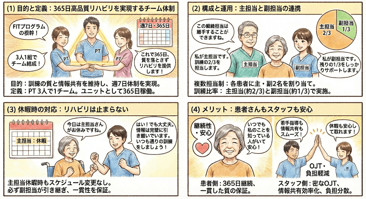 Triangle-pairs(トライアングル・ペアーズ)の説明:目的と定義、構成と運用、休暇時の対応、メリット